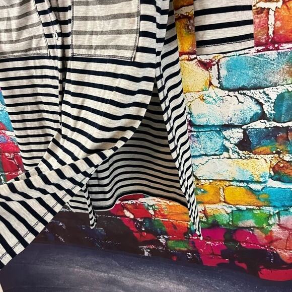 Zenergy Chicos Striped Radley Duster Long Cardigan Size 1 Pockets  Medium - Picture 5 of 7